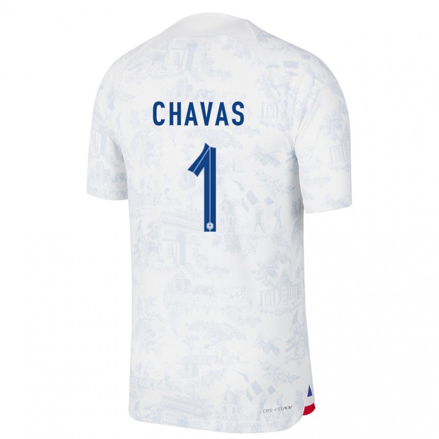 Enfant Maillot France Mylene Chavas #1 Blanc Bleu  Tenues Extérieur 22-24 T-shirt Suisse