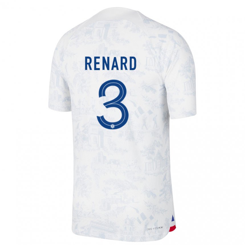 Enfant Maillot France Wendie Renard #3 Blanc Bleu  Tenues Extérieur 22-24 T-shirt Suisse