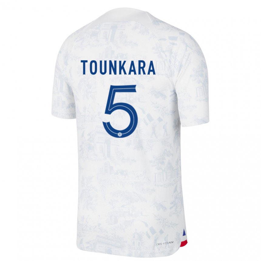 Enfant Maillot France Aissatou Tounkara #5 Blanc Bleu  Tenues Extérieur 22-24 T-shirt Suisse