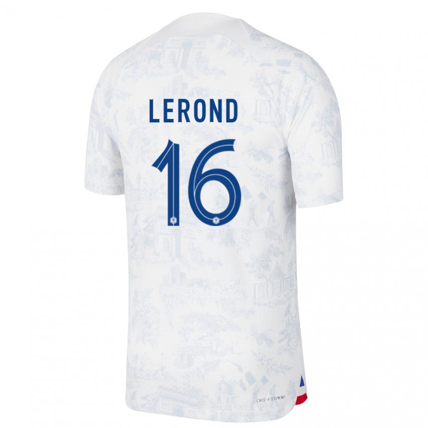 Enfant Maillot France Justine Lerond #16 Blanc Bleu  Tenues Extérieur 22-24 T-shirt Suisse