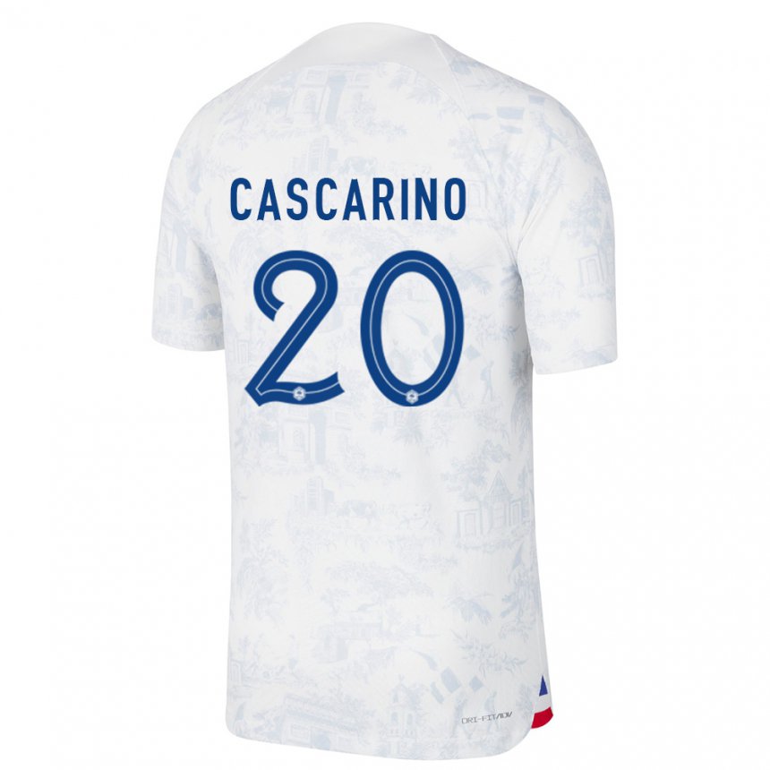 Enfant Maillot France Delphine Cascarino #20 Blanc Bleu  Tenues Extérieur 22-24 T-shirt Suisse
