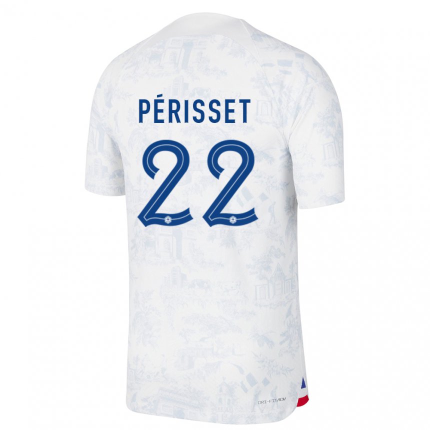 Enfant Maillot France Eve Perisset #22 Blanc Bleu  Tenues Extérieur 22-24 T-shirt Suisse