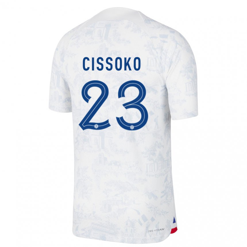 Enfant Maillot France Hawa Cissoko #23 Blanc Bleu  Tenues Extérieur 22-24 T-shirt Suisse