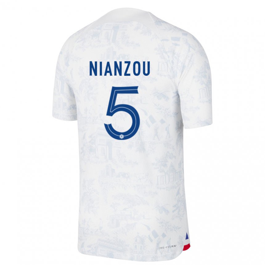 Enfant Maillot France Tanguy Nianzou #5 Blanc Bleu  Tenues Extérieur 22-24 T-shirt Suisse