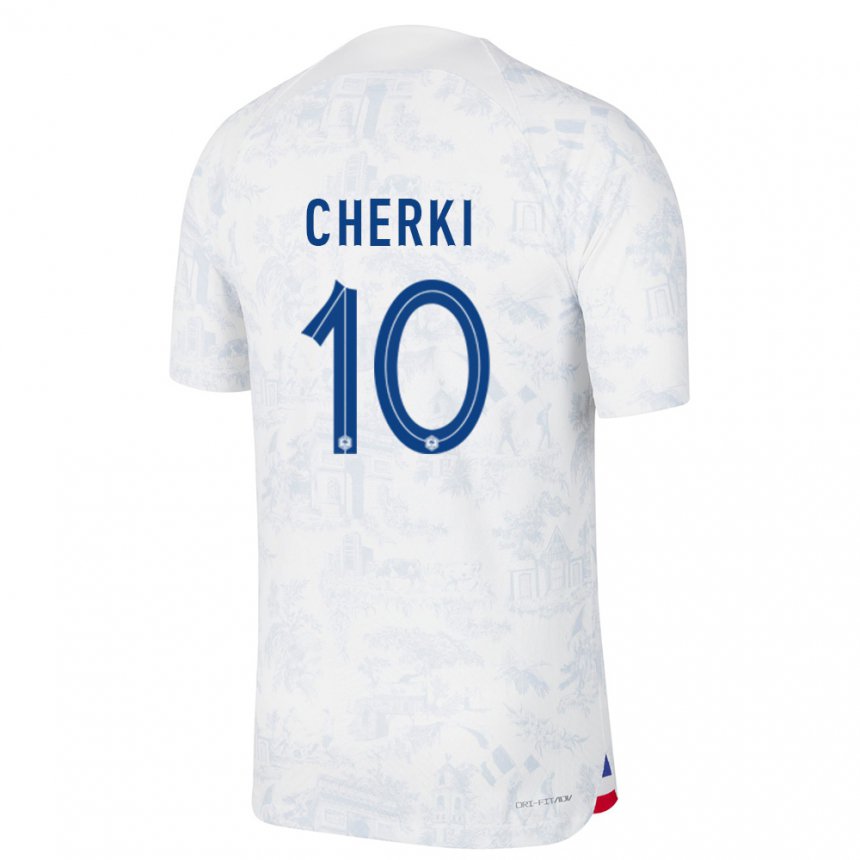 Enfant Maillot France Rayan Cherki #10 Blanc Bleu  Tenues Extérieur 22-24 T-shirt Suisse