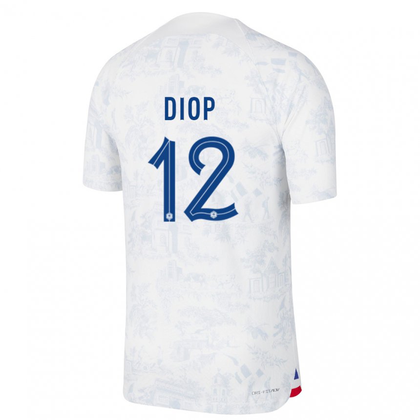 Enfant Maillot France Sofiane Diop #12 Blanc Bleu  Tenues Extérieur 22-24 T-shirt Suisse