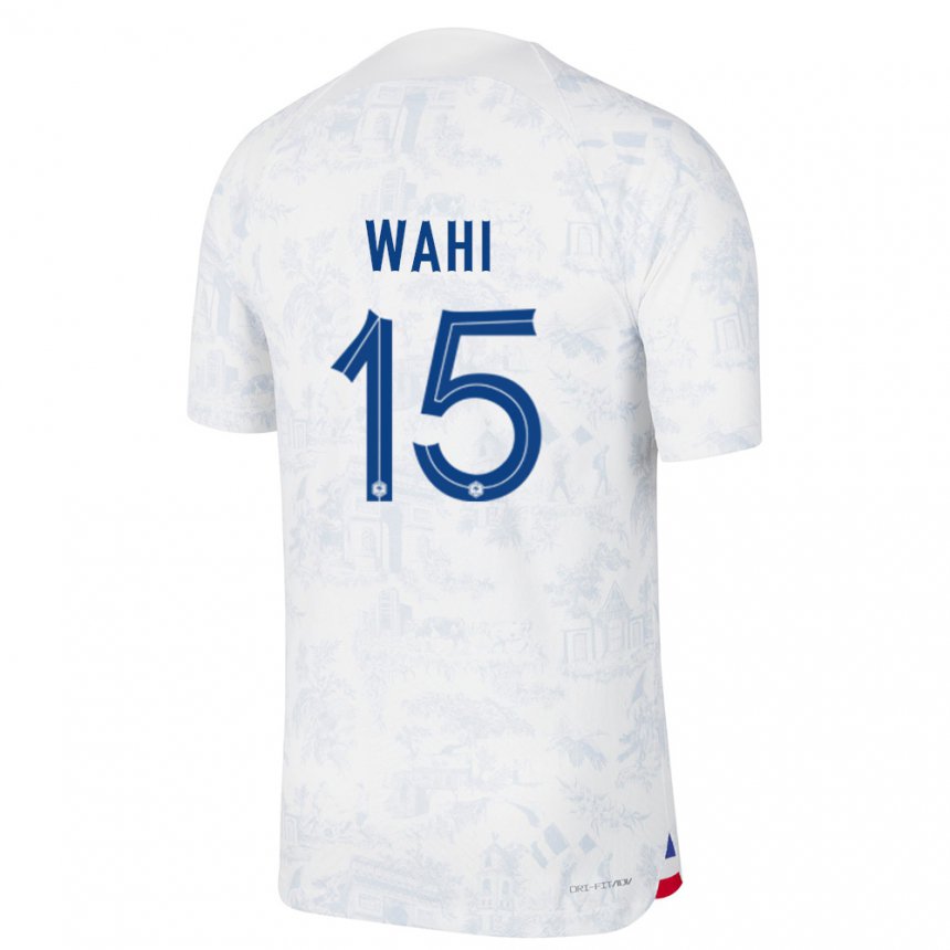 Enfant Maillot France Elye Wahi #15 Blanc Bleu  Tenues Extérieur 22-24 T-shirt Suisse