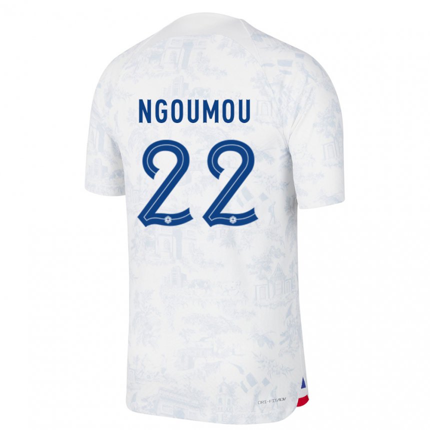 Enfant Maillot France Nathan Ngoumou #22 Blanc Bleu  Tenues Extérieur 22-24 T-shirt Suisse