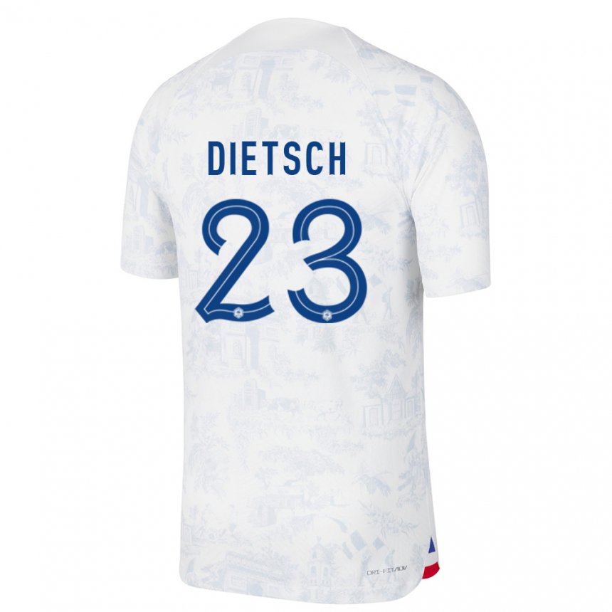 Enfant Maillot France Guillaume Dietsch #23 Blanc Bleu  Tenues Extérieur 22-24 T-shirt Suisse