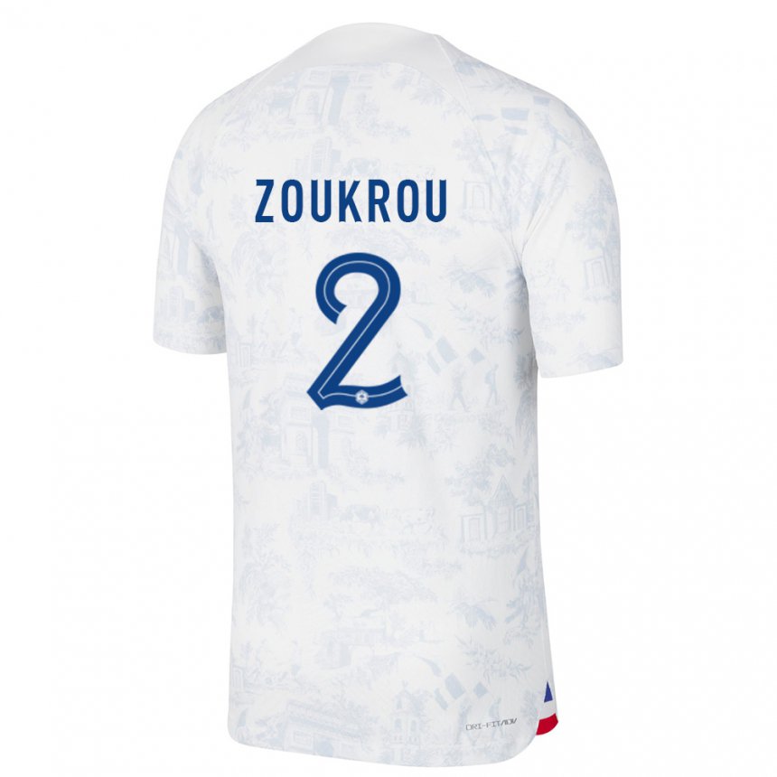 Enfant Maillot France Tanguy Zoukrou #2 Blanc Bleu  Tenues Extérieur 22-24 T-shirt Suisse