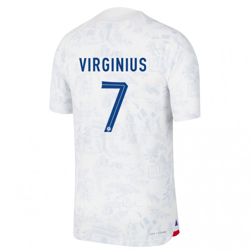 Enfant Maillot France Alan Virginius #7 Blanc Bleu  Tenues Extérieur 22-24 T-shirt Suisse