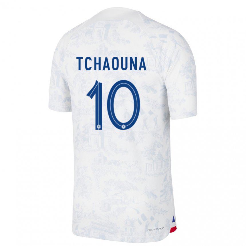 Enfant Maillot France Loum Tchaouna #10 Blanc Bleu  Tenues Extérieur 22-24 T-shirt Suisse