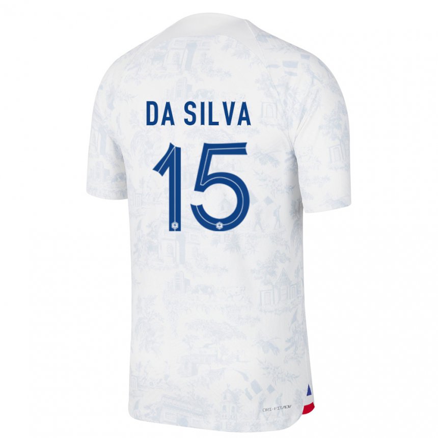 Enfant Maillot France Florent Da Silva #15 Blanc Bleu  Tenues Extérieur 22-24 T-shirt Suisse