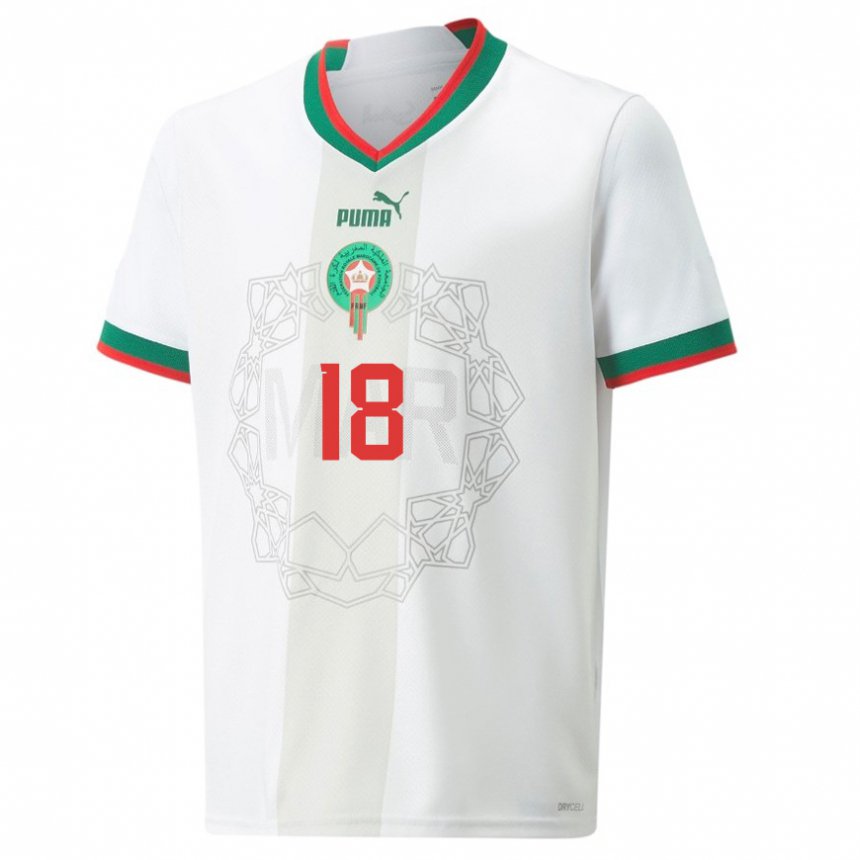 Enfant Maillot Maroc Sanaa Mssoudy #18 Blanc Tenues Extérieur 22-24 T-shirt Suisse