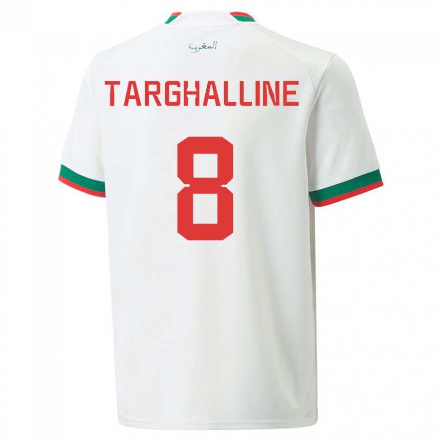 Enfant Maillot Maroc Oussama Targhalline #8 Blanc Tenues Extérieur 22-24 T-shirt Suisse