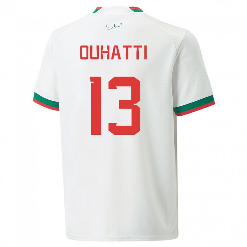 Enfant Maillot Maroc Aymane Ouhatti #13 Blanc Tenues Extérieur 22-24 T-shirt Suisse