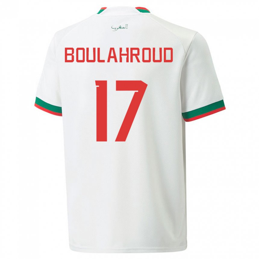Kinder Marokkanische Charaf Eddine Boulahroud #17 Weiß Auswärtstrikot Trikot 22-24 T-shirt Schweiz