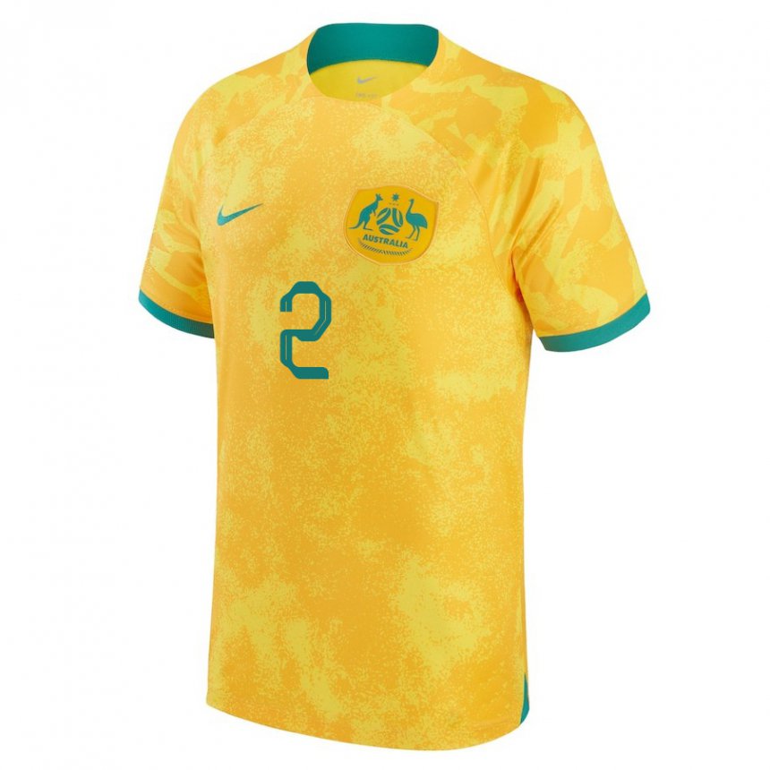 Homme Maillot Australie Courtney Nevin #2 Doré Tenues Domicile 22-24 T-shirt Suisse