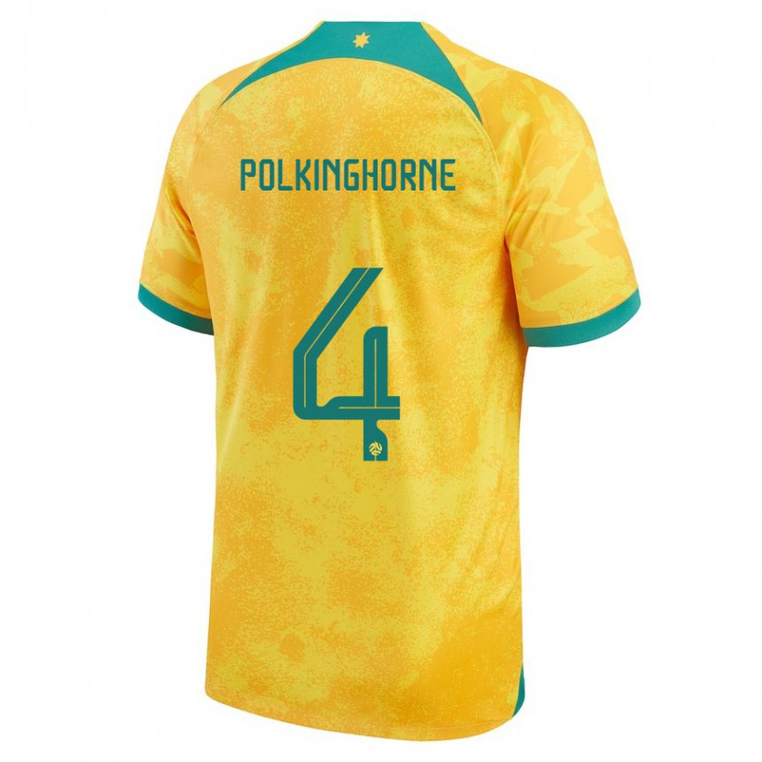 Herren Australische Clare Polkinghorne #4 Gold Heimtrikot Trikot 22-24 T-shirt Schweiz