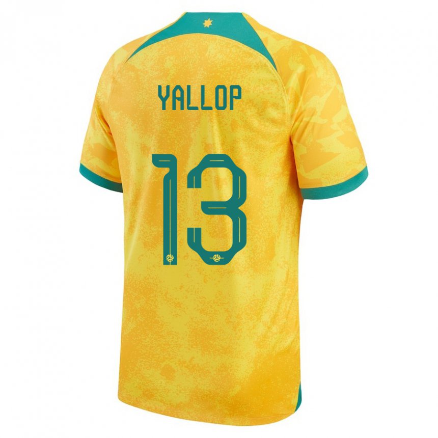 Homme Maillot Australie Tameka Yallop #13 Doré Tenues Domicile 22-24 T-shirt Suisse