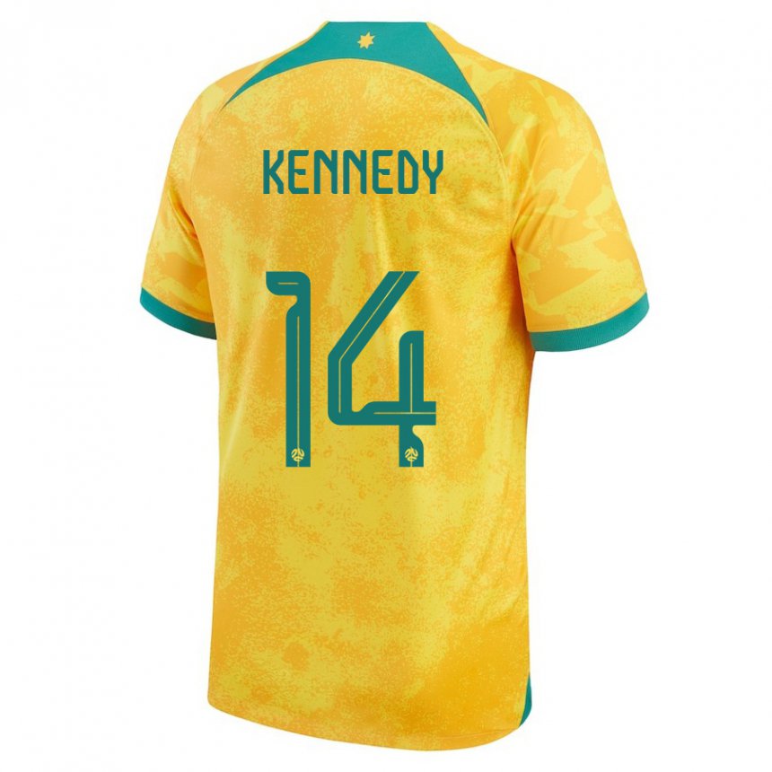 Herren Australische Alanna Kennedy #14 Gold Heimtrikot Trikot 22-24 T-shirt Schweiz