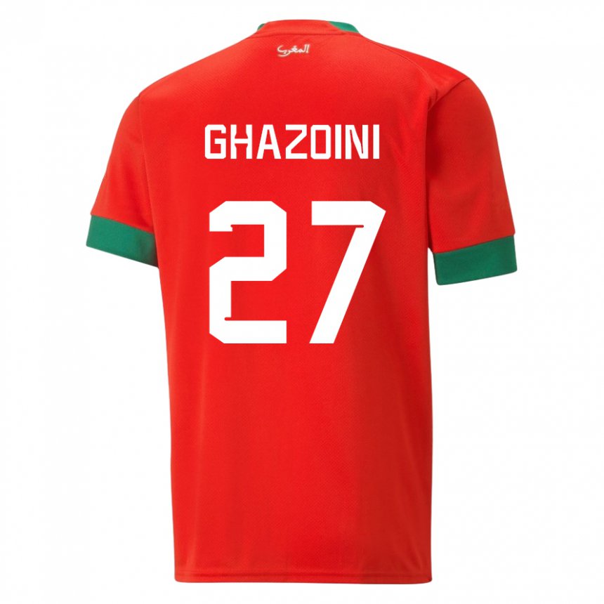 Homme Maillot Maroc Amine Ghazoini #27 Rouge Tenues Domicile 22-24 T-shirt Suisse