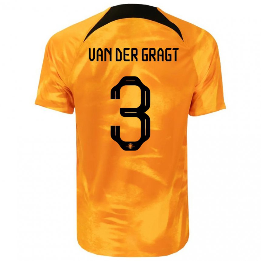 Homme Maillot Pays-bas Stefanie Van Der Gragt #3 Orange Laser Tenues Domicile 22-24 T-shirt Suisse