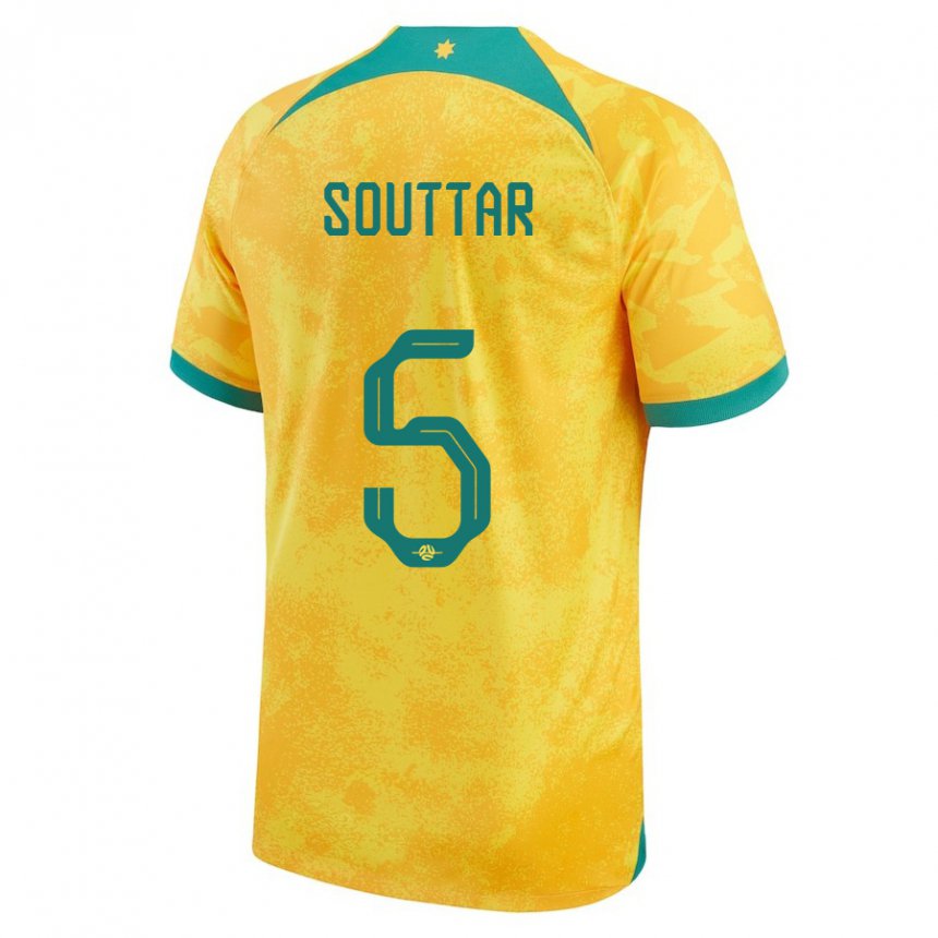 Homme Maillot Australie Harry Souttar #5 Doré Tenues Domicile 22-24 T-shirt Suisse