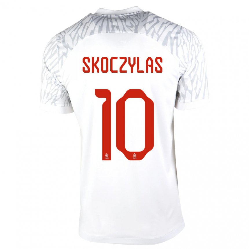 Homme Maillot Pologne Mateusz Skoczylas #10 Blanc Tenues Domicile 22-24 T-shirt Suisse