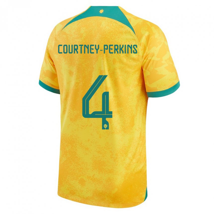 Herren Australische Jordan Courtney Perkins #4 Gold Heimtrikot Trikot 22-24 T-shirt Schweiz