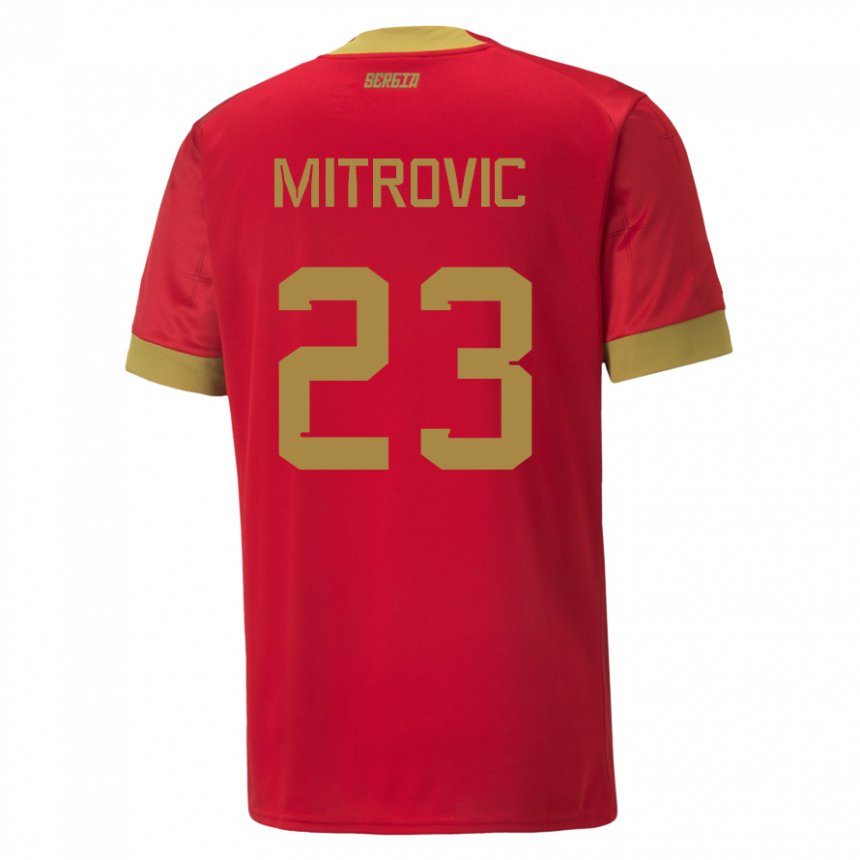 Homme Maillot Serbie Vuk Mitrovic #23 Rouge Tenues Domicile 22-24 T-shirt Suisse