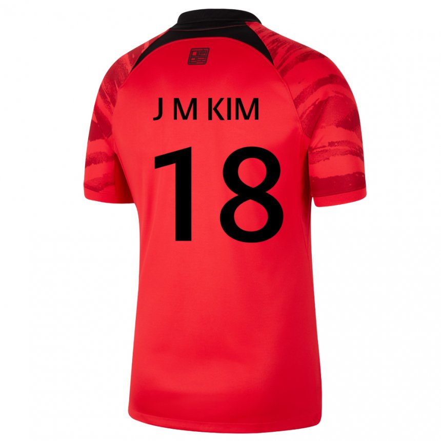 Herren Südkoreanische Kim Jung Mi #18 Rot Schwarz Heimtrikot Trikot 22-24 T-shirt Schweiz