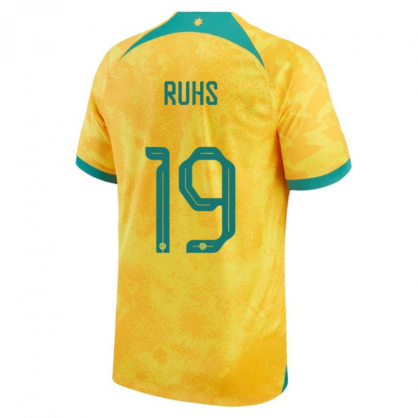 Herren Australische Michael Ruhs #19 Gold Heimtrikot Trikot 22-24 T-shirt Schweiz
