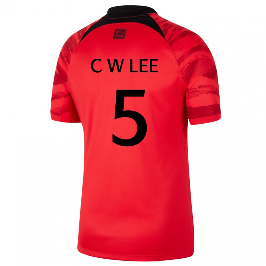 Herren Südkoreanische Lee Chan Wook #5 Rot Schwarz Heimtrikot Trikot 22-24 T-shirt Schweiz