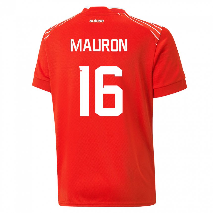 Homme Maillot Suisse Sandrine Mauron #16 Rouge Tenues Domicile 22-24 T-shirt Suisse