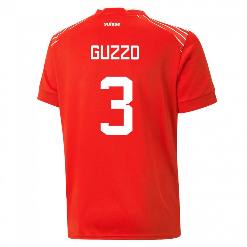 Homme Maillot Suisse Ramon Guzzo #3 Rouge Tenues Domicile 22-24 T-shirt Suisse