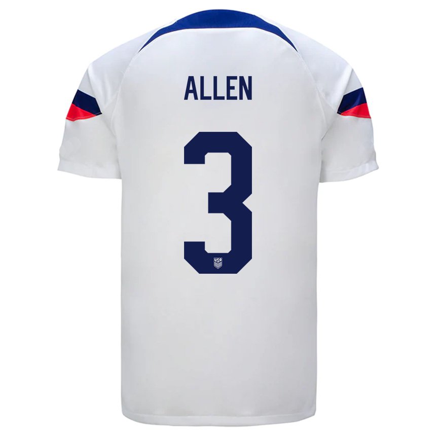 Homme Maillot États-unis Noah Allen #3 Blanc Tenues Domicile 22-24 T-shirt Suisse