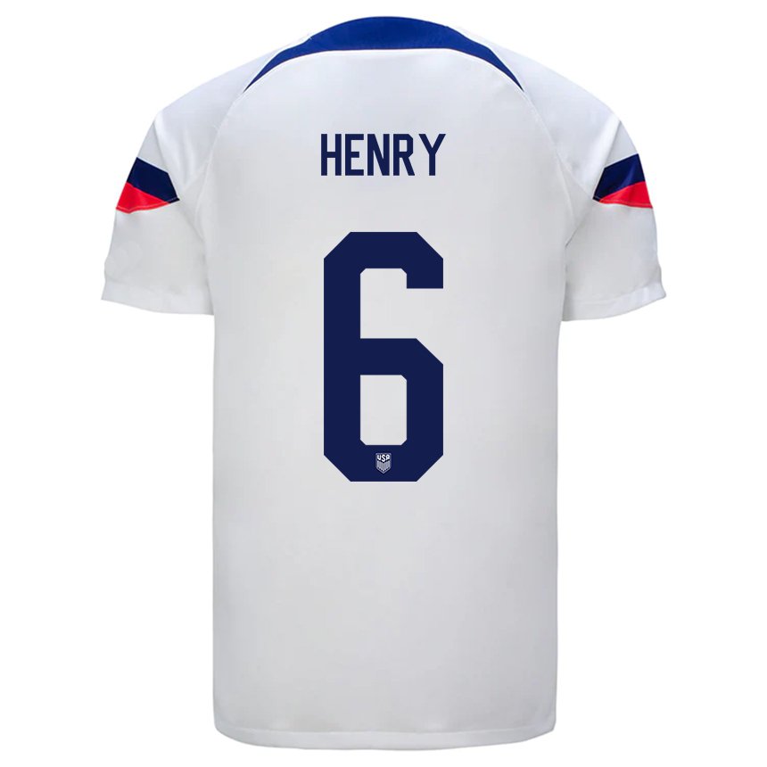 Homme Maillot États-unis Kobi Henry #6 Blanc Tenues Domicile 22-24 T-shirt Suisse