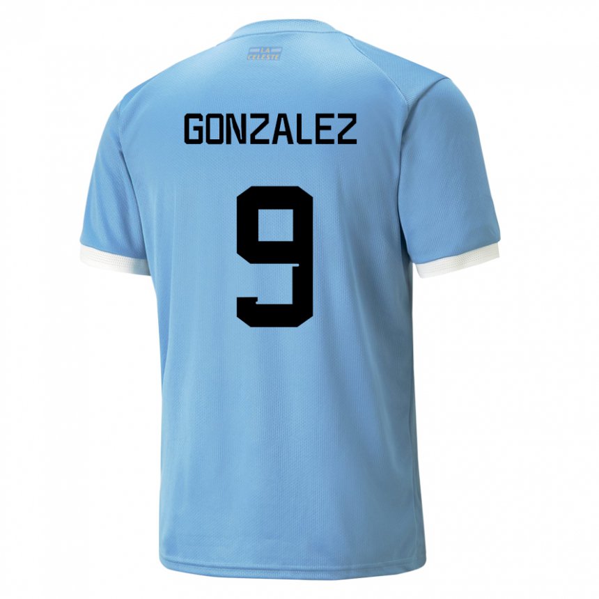 Herren Uruguayische Pamela Gonzalez #9 Blau Heimtrikot Trikot 22-24 T-shirt Schweiz