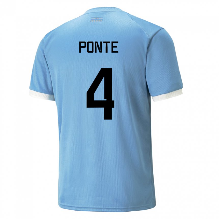 Herren Uruguayische Mateo Ponte #4 Blau Heimtrikot Trikot 22-24 T-shirt Schweiz
