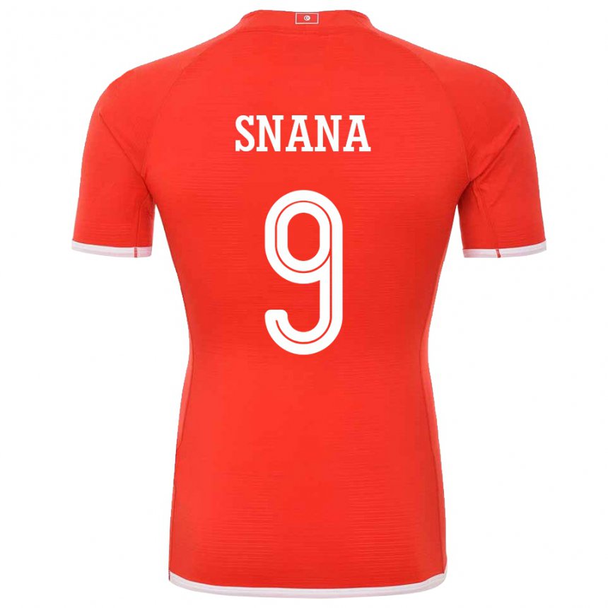 Homme Maillot Tunisie Youssef Snana #9 Rouge Tenues Domicile 22-24 T-shirt Suisse