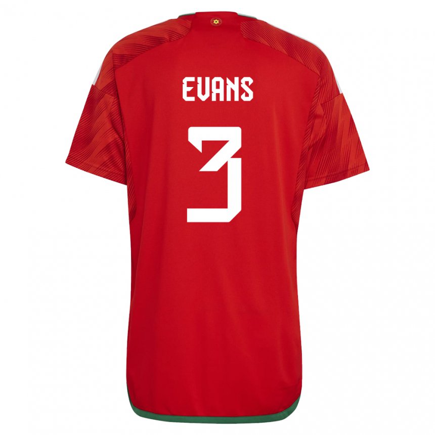 Herren Walisische Gemma Evans #3 Rot Heimtrikot Trikot 22-24 T-shirt Schweiz