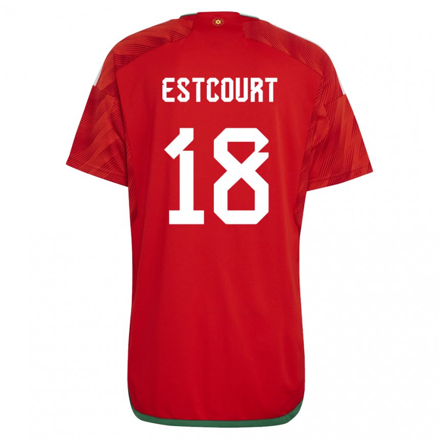 Herren Walisische Charlie Estcourt #18 Rot Heimtrikot Trikot 22-24 T-shirt Schweiz