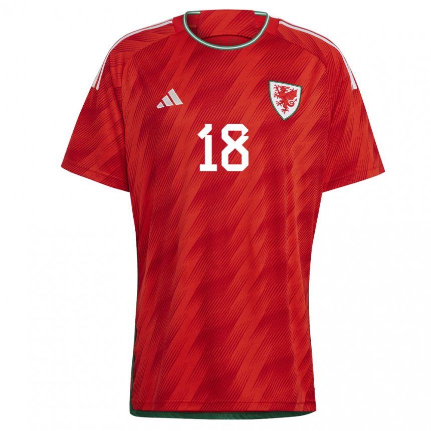 Homme Maillot Pays De Galles Charlie Estcourt #18 Rouge Tenues Domicile 22-24 T-shirt Suisse