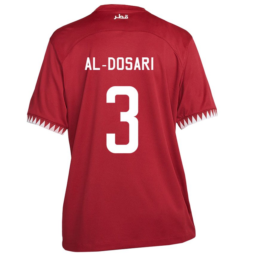 Homme Maillot Qatar Dana Al Dosari #3 Bordeaux Tenues Domicile 22-24 T-shirt Suisse