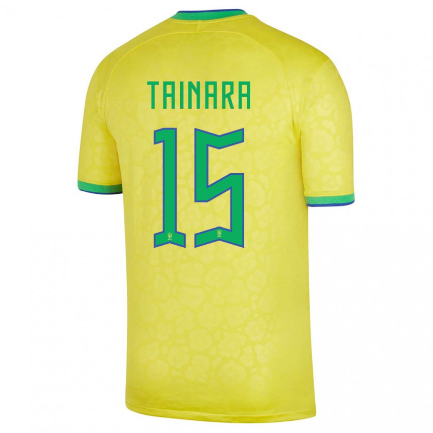 Homme Maillot Brésil Tainara #15 Jaune Tenues Domicile 22-24 T-shirt Suisse