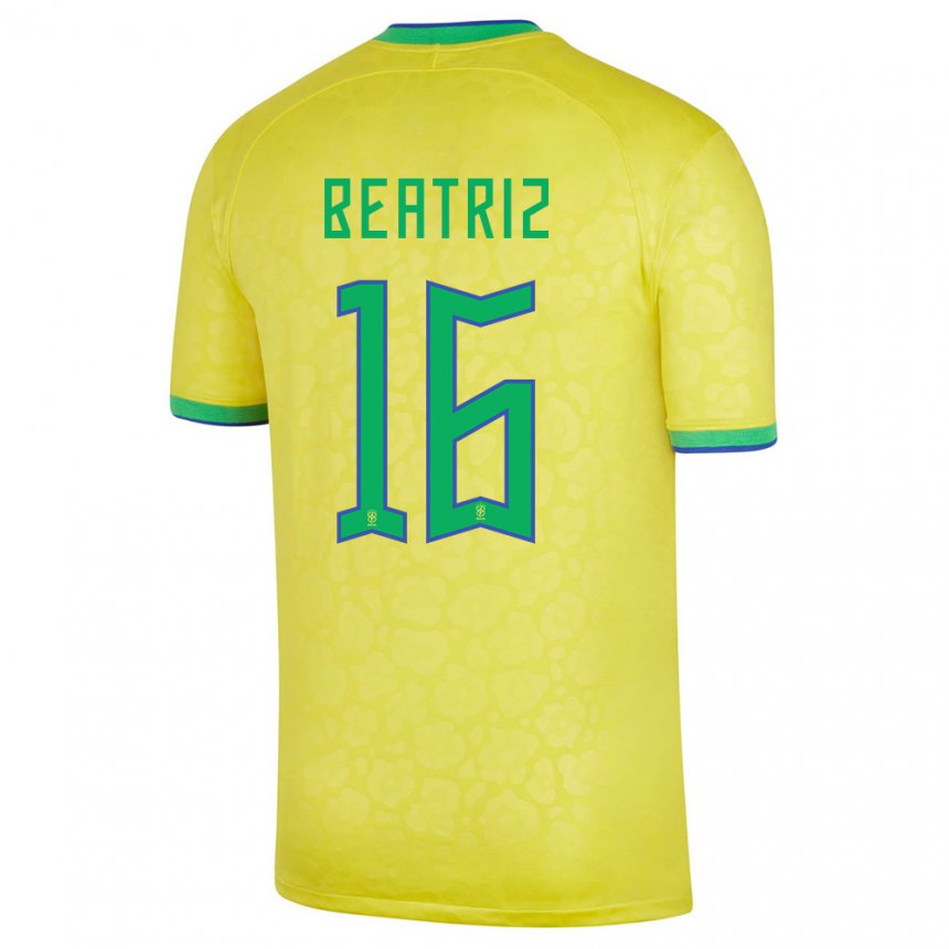Homme Maillot Brésil Beatriz #16 Jaune Tenues Domicile 22-24 T-shirt Suisse