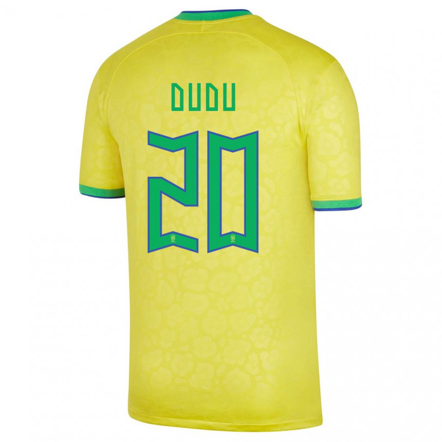Homme Maillot Brésil Dudu #20 Jaune Tenues Domicile 22-24 T-shirt Suisse