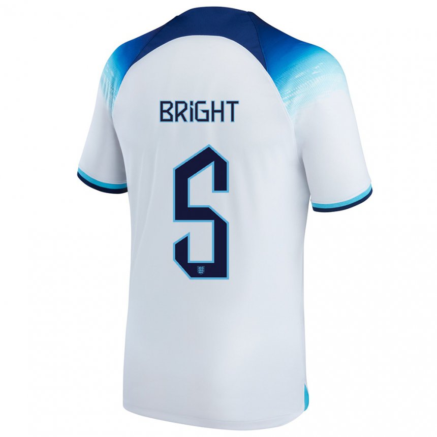Homme Maillot Angleterre Millie Bright #5 Blanc Bleu  Tenues Domicile 22-24 T-shirt Suisse