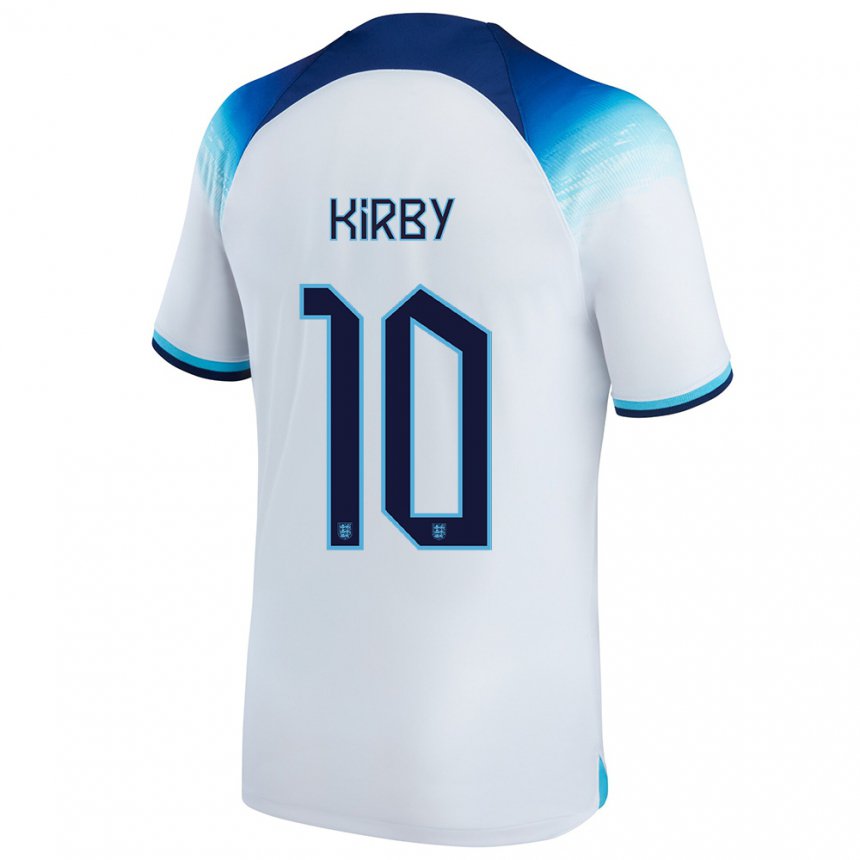 Homme Maillot Angleterre Fran Kirby #10 Blanc Bleu  Tenues Domicile 22-24 T-shirt Suisse